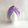 Gorro Turbante Cruzado - Polka Dot Lila. - Imagen 2