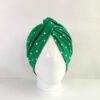 Gorro Turbante Cruzado - Polka Dot Verde . - Imagen 2