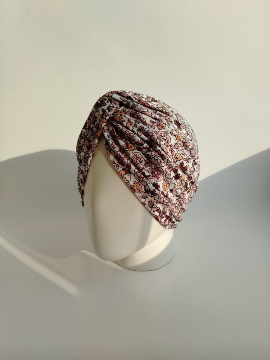 Gorro Turbante Cruzado - mini flores.