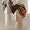 Gorro Turbante Cruzado - Tie dye gris y salmón degradado. - Imagen 2