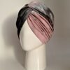 Gorro Turbante Cruzado - Tie dye gris y salmón degradado. - Imagen 3