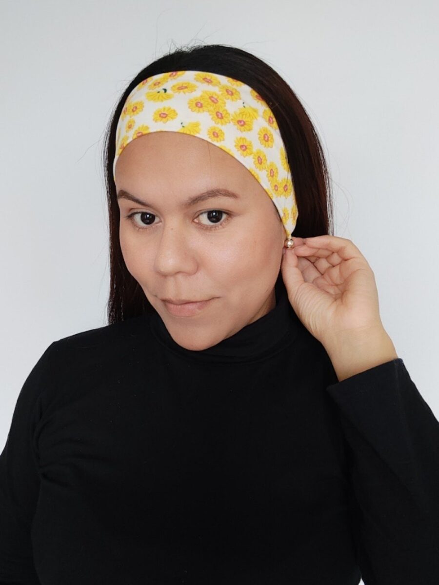 Vincha estilo discreto chantal - Floral amarillo.