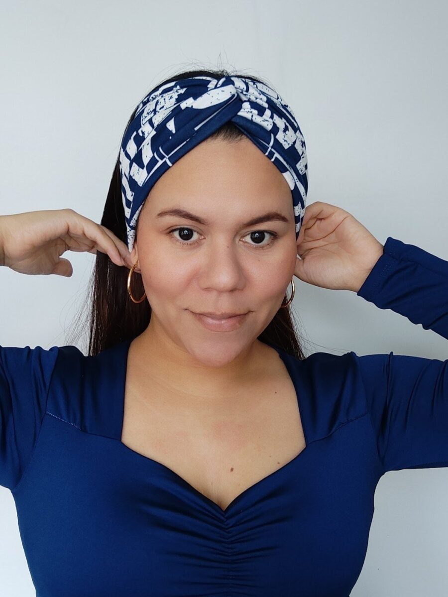 Vincha Cruzada Guadalupe - Abstracta Azul.