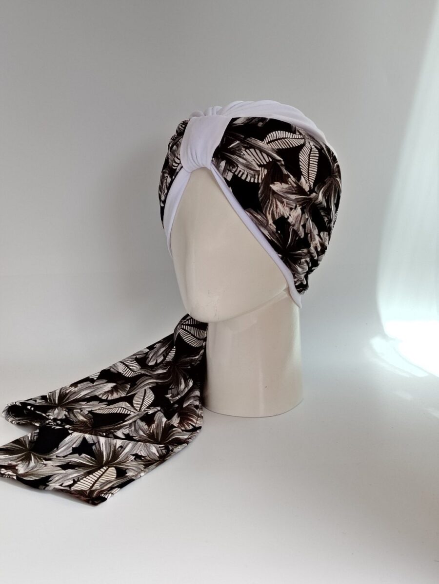 Gorro Turbante con pañoleta - Pañoleta floral.