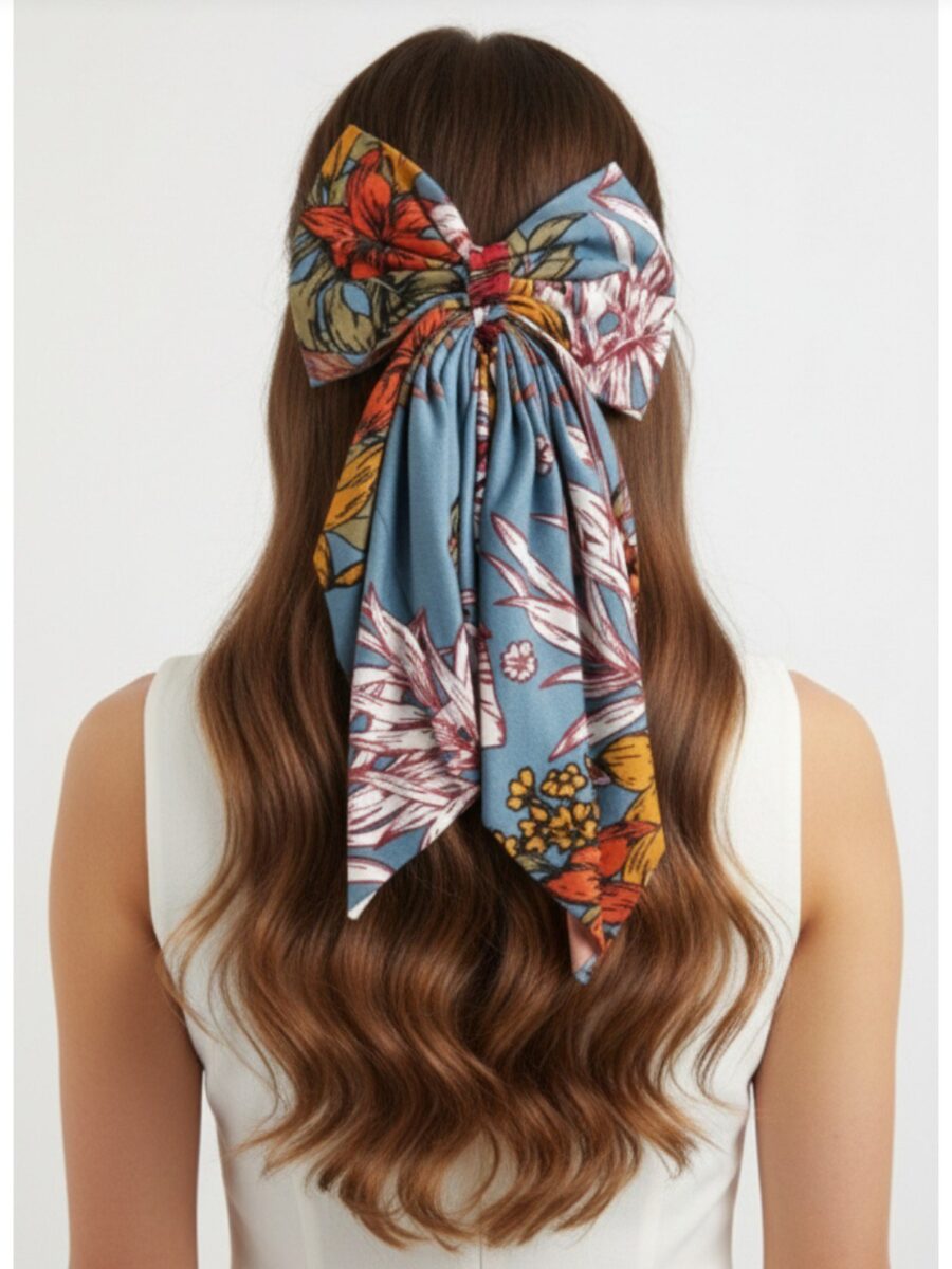 Maxi lazo Violeta - Floral multicolor .