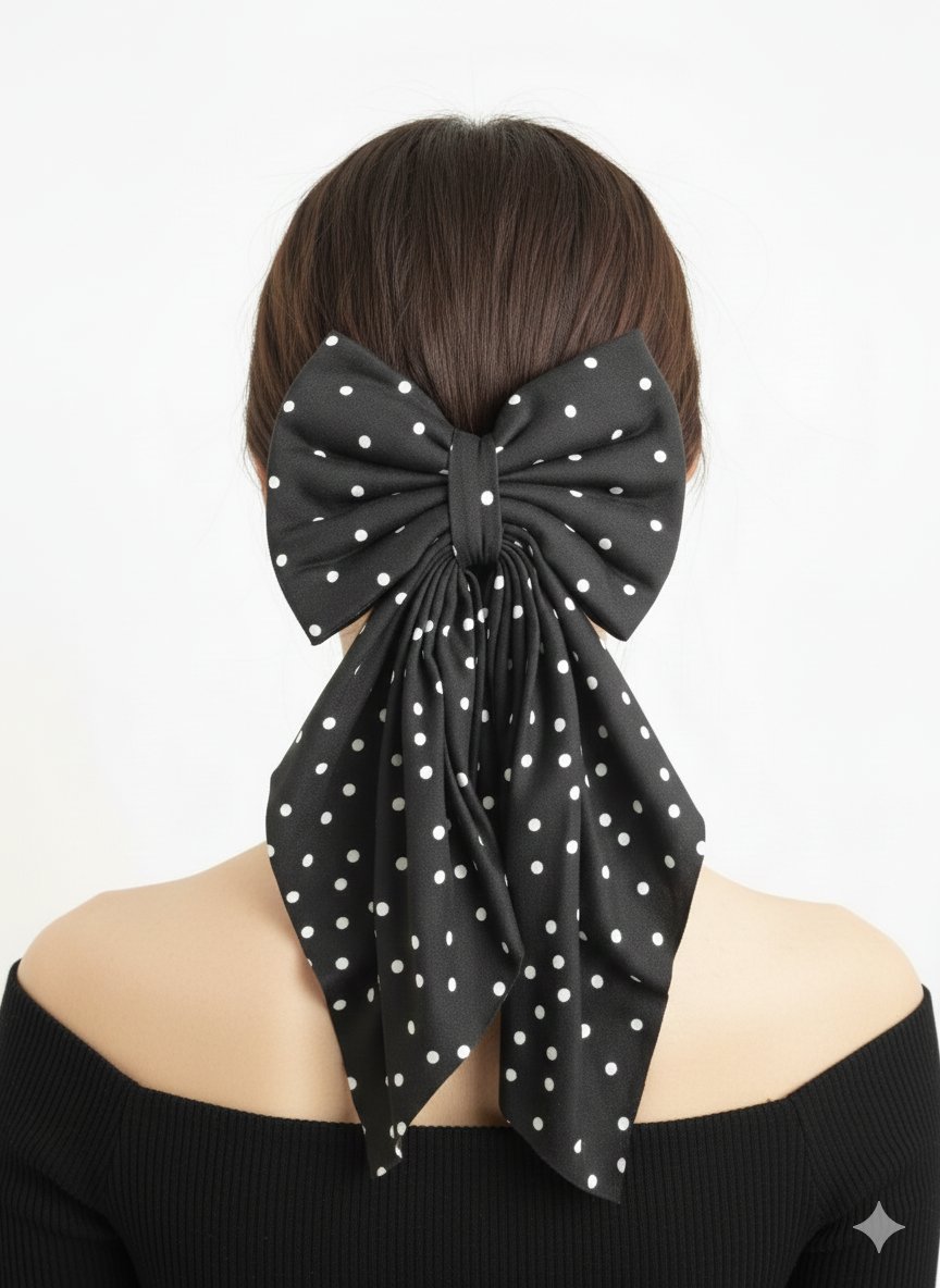 Maxi lazo Violeta - polka dot negro .