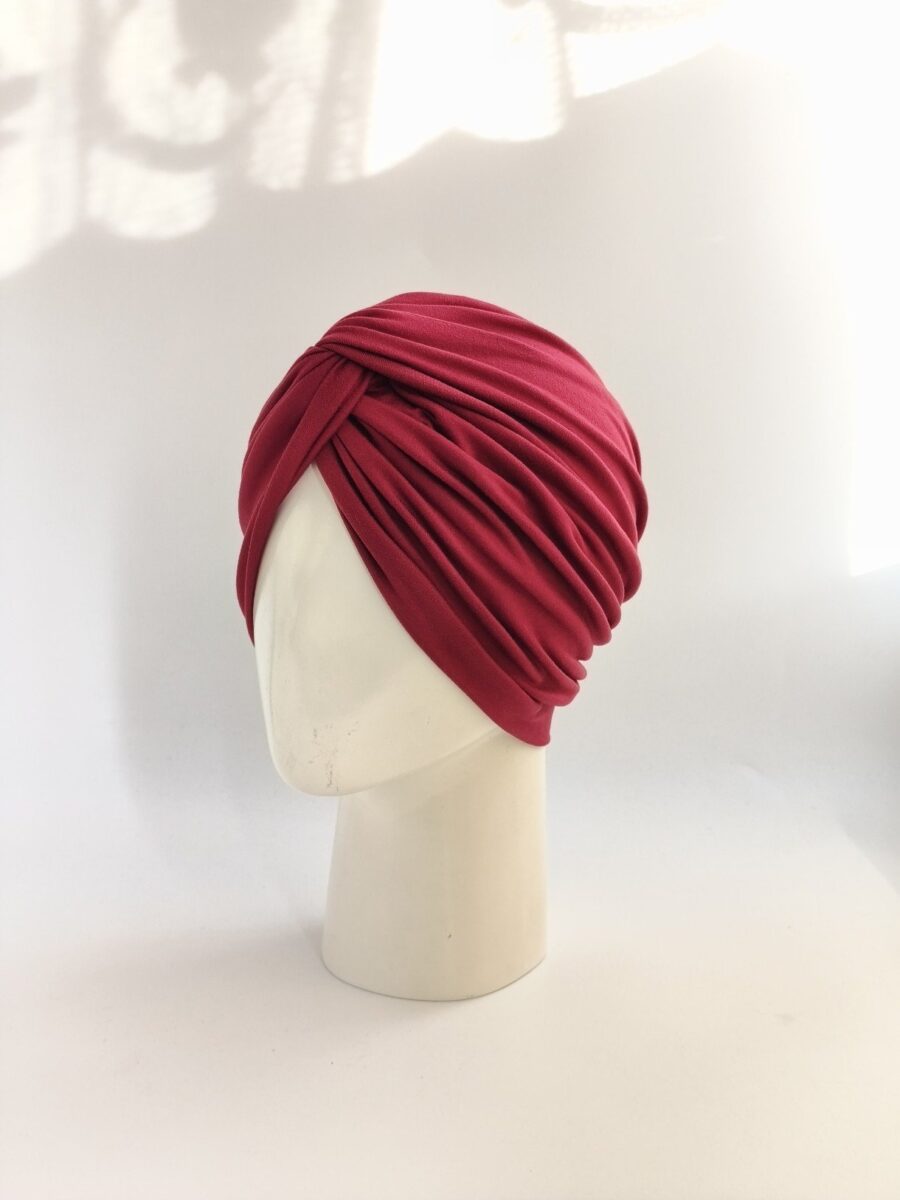 Gorro turbante cruzado - Vino .