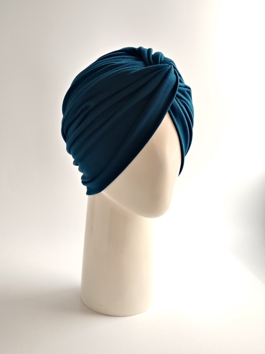 Gorro turbante cruzado  - Verde esmeralda.