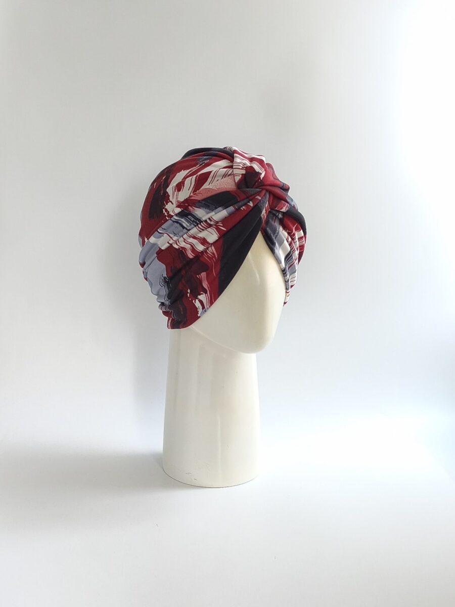 Gorro turbante cruzado - pinceladas abstractas.