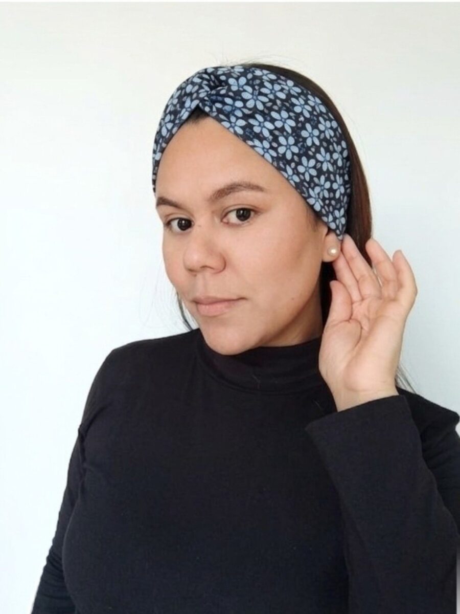 Vincha Cruzada Guadalupe - floral italiano .