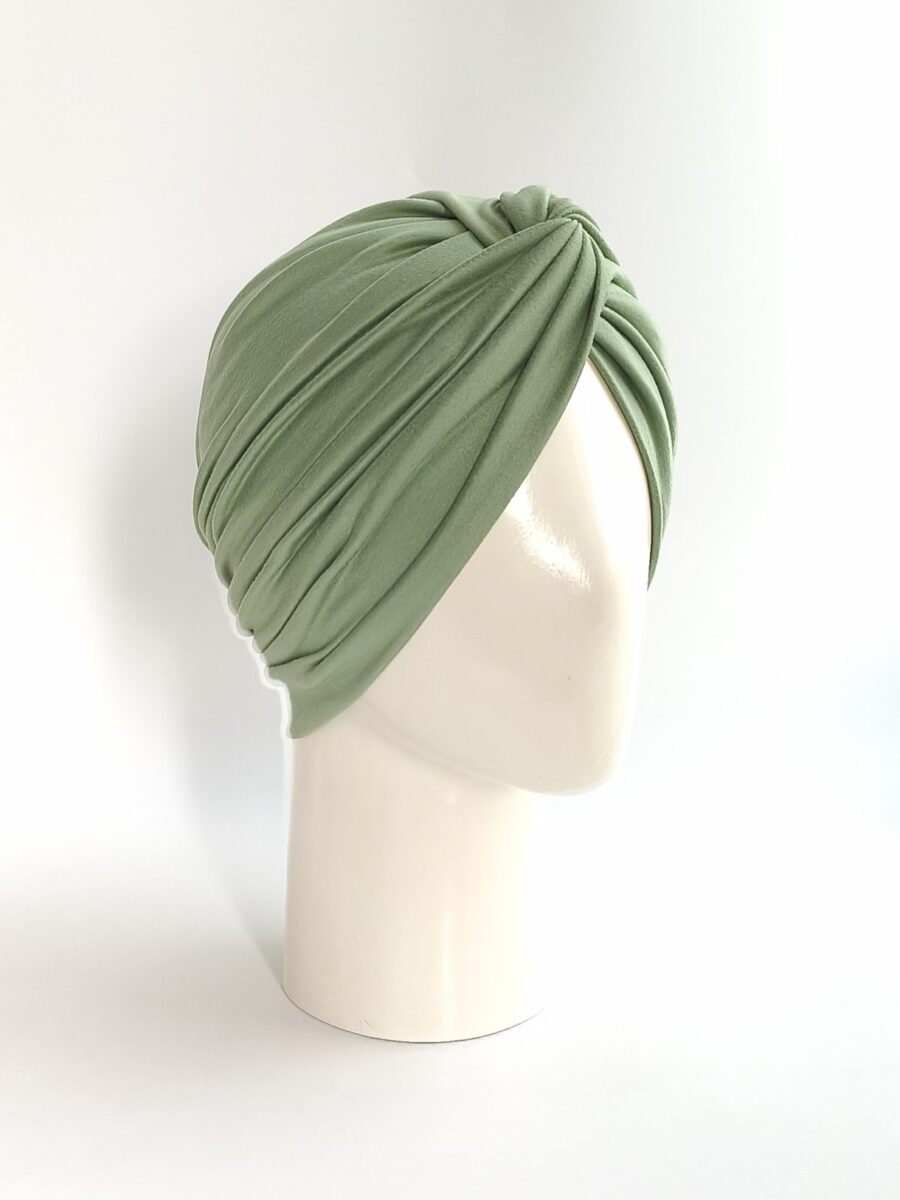 Gorro Turbante cruzado - Verde olivo .