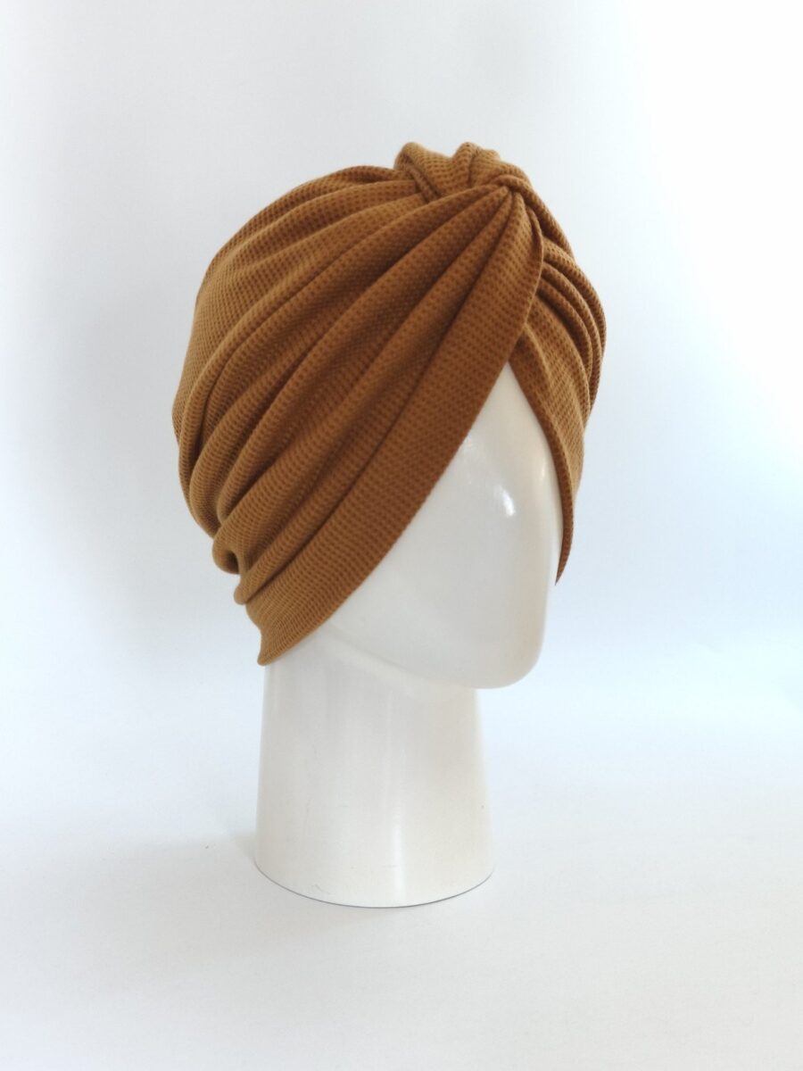 Gorro Turbante cruzado Waffle - Camell.