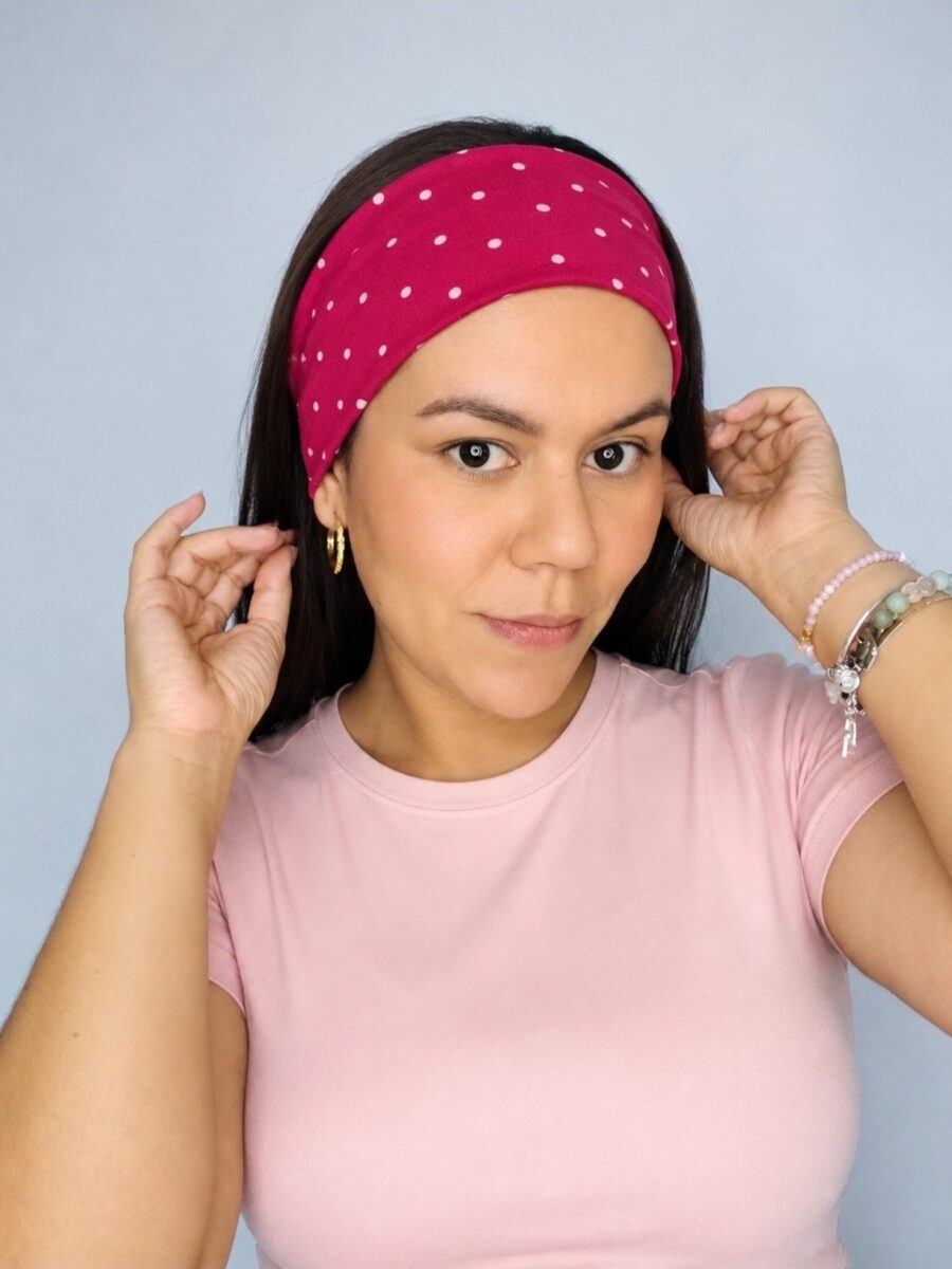 Vincha estilo Discreto Chantal - Polka dor fucsia.