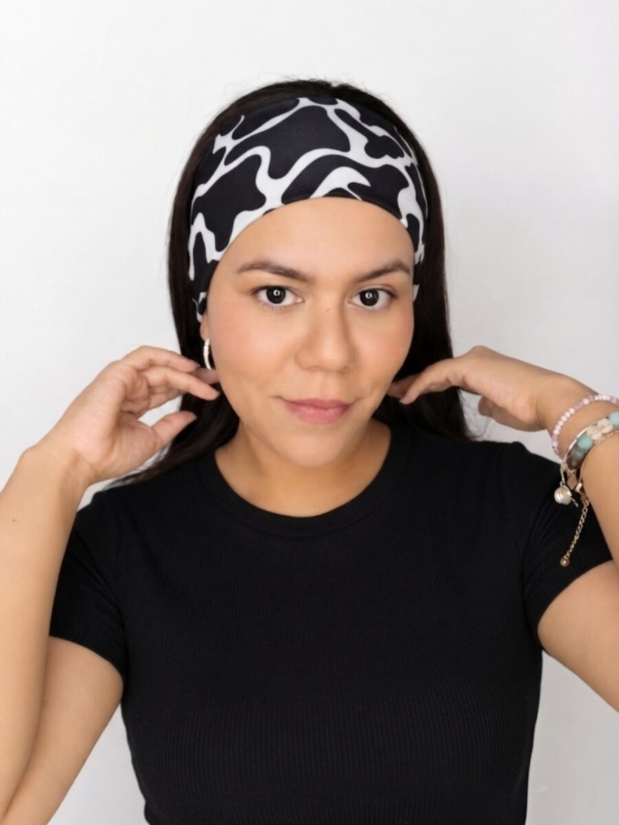 Vincha estilo Discreto Chantal - abstracta negro y blanco .