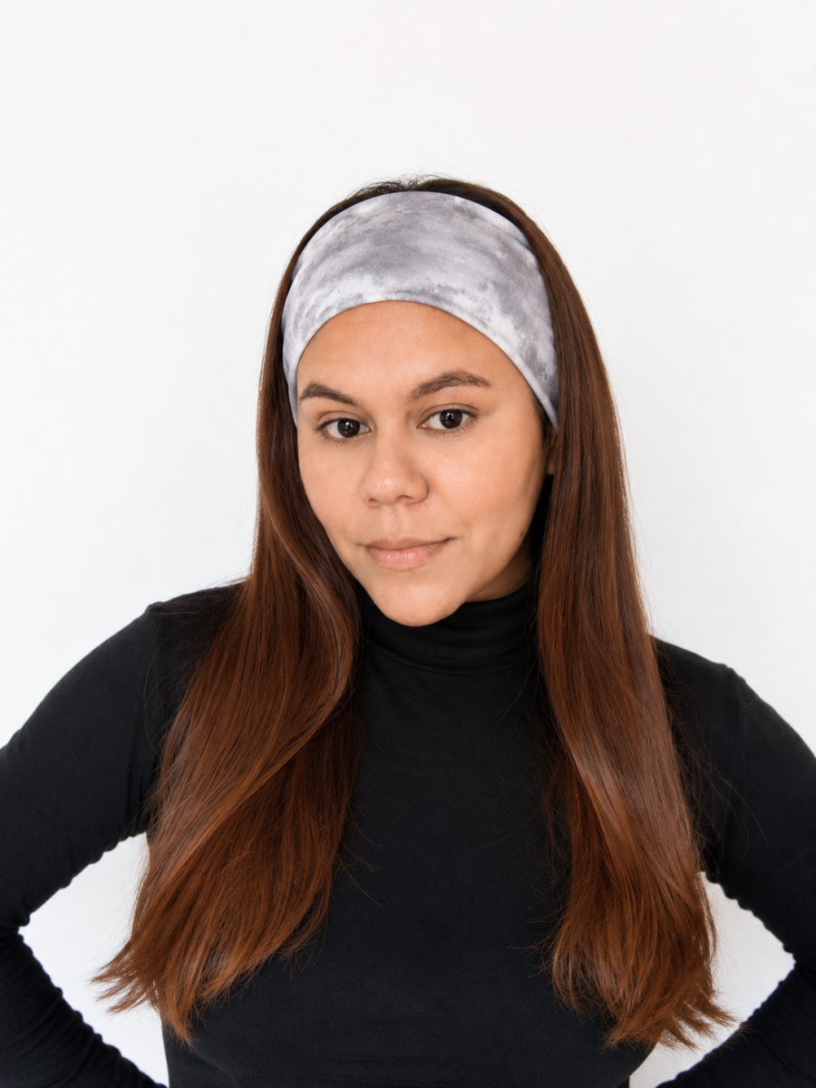 Vincha estilo Discreto Chantal - jaspeada gris .