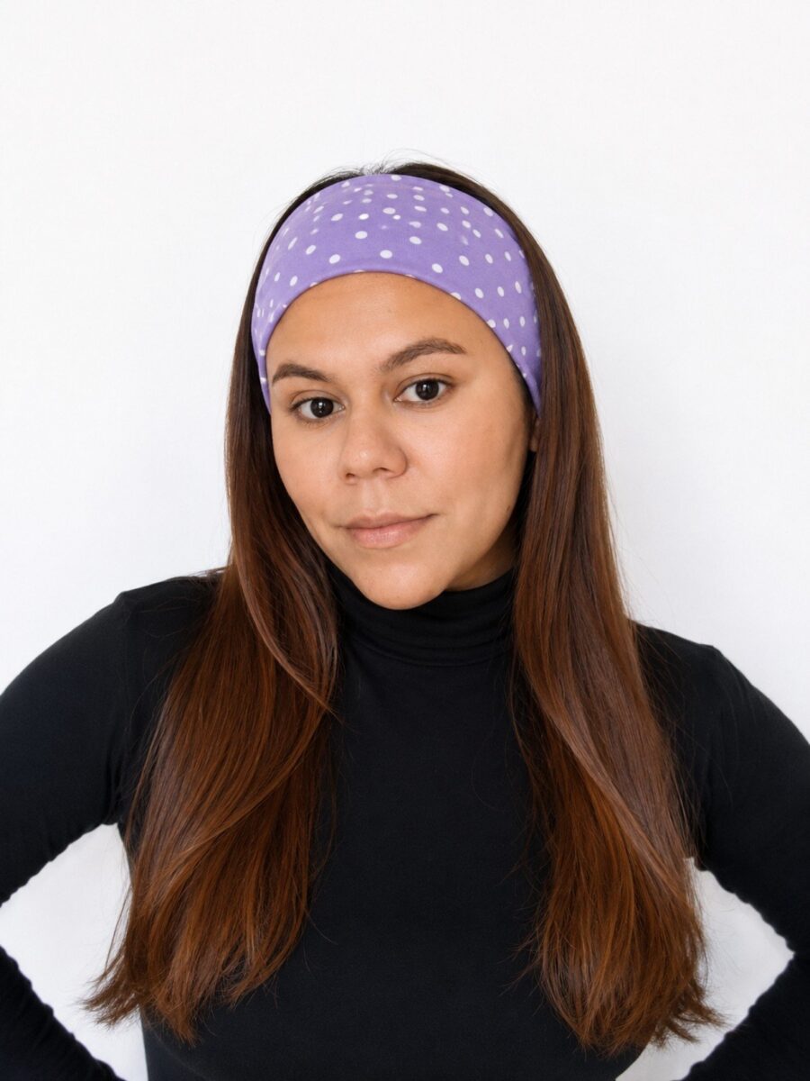 Vincha estilo Discreto Chantal - Polka dot lila .