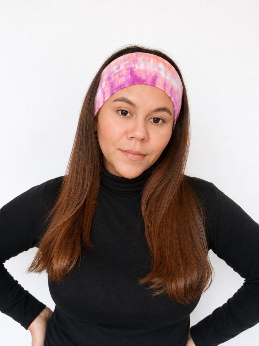 Vincha estilo Discreto Chantal - tie dye melón .