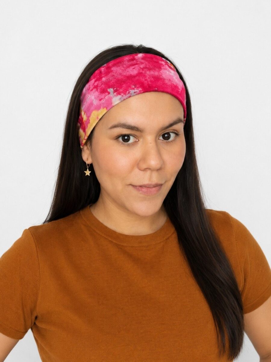 Vincha estilo Discreto Chantal - Acuarela fucsia .