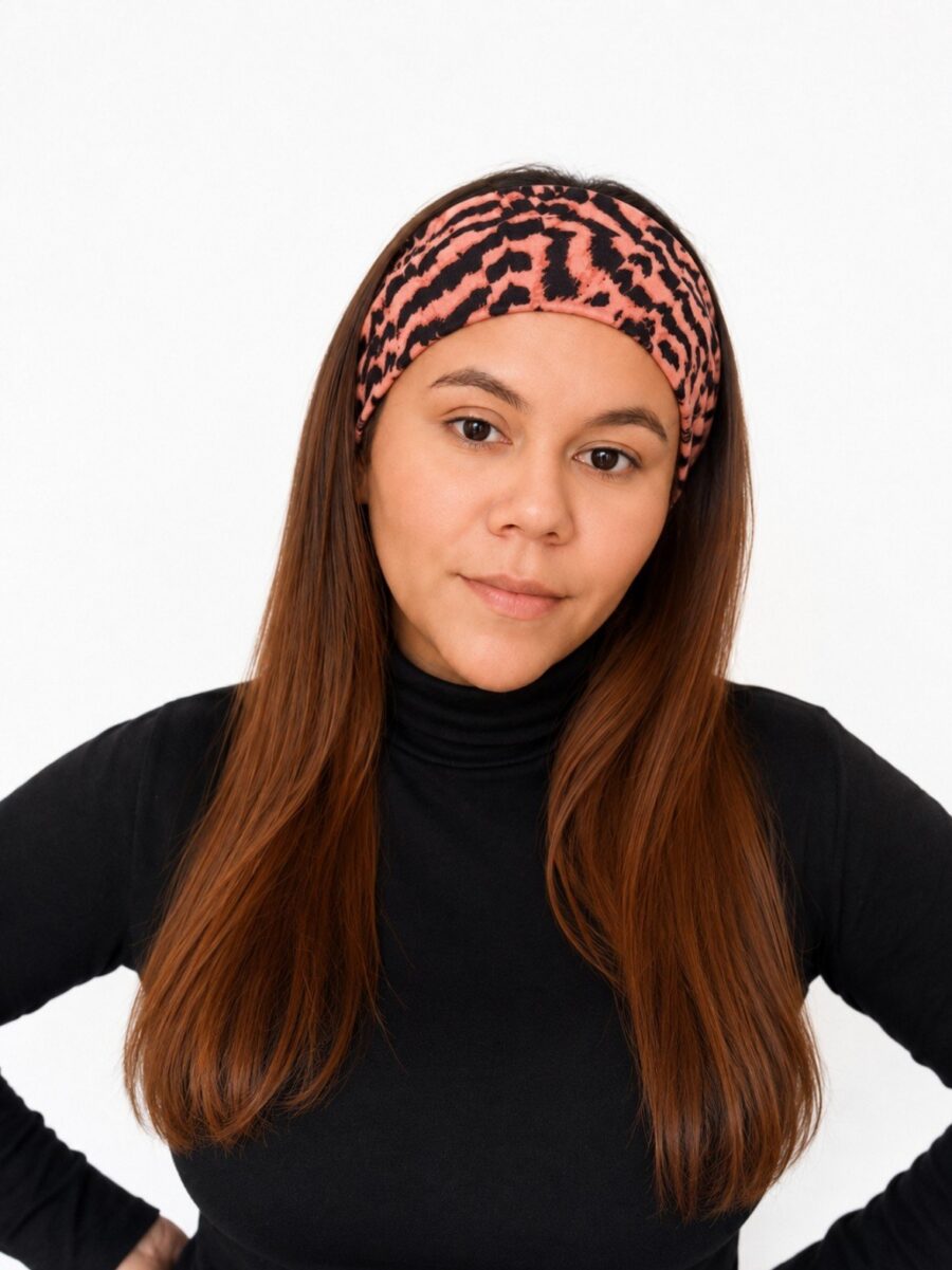 Vincha estilo Discreto Chantal - Animal print Rosado .