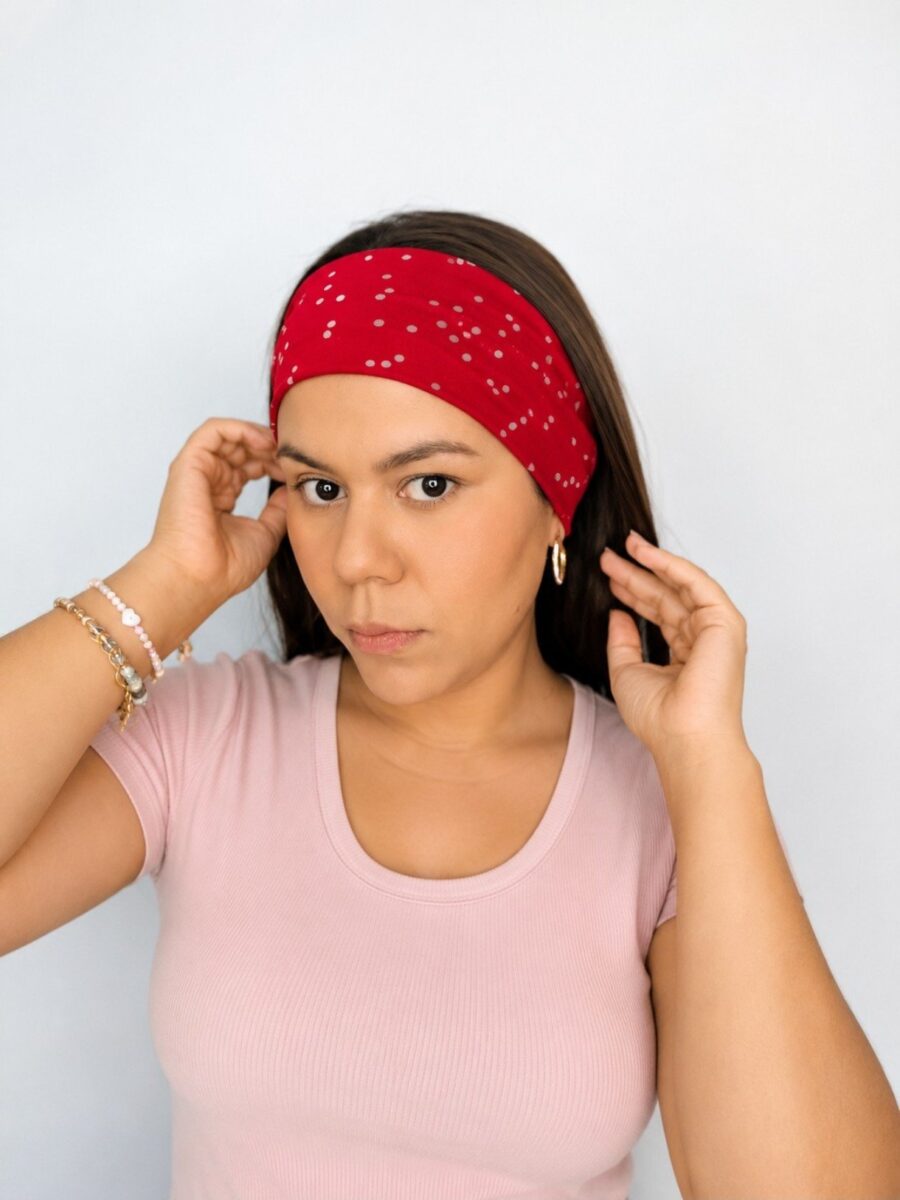 Vincha estilo Discreto Chantal - Rojo polka dot.
