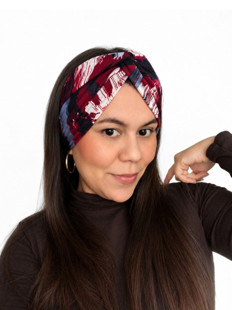 Vincha cruzada Guadalupe - Pinceladas rojo .