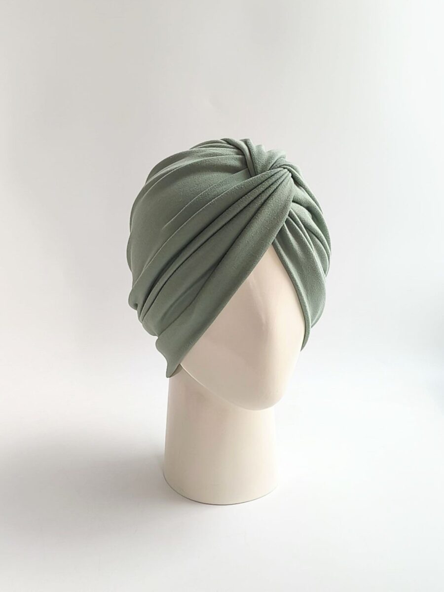 Gorro Turbante cruzado - Verde Salvia.