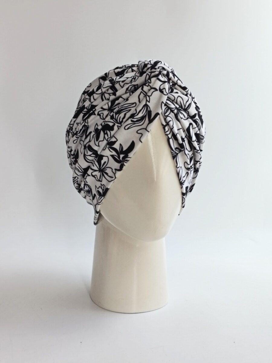 Gorro Turbante cruzado - Pétalo grafito .