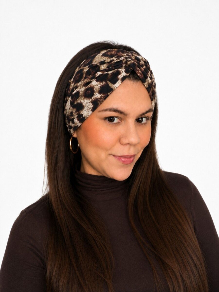 Vincha cruzada Guadalupe - animal print leopardo green.