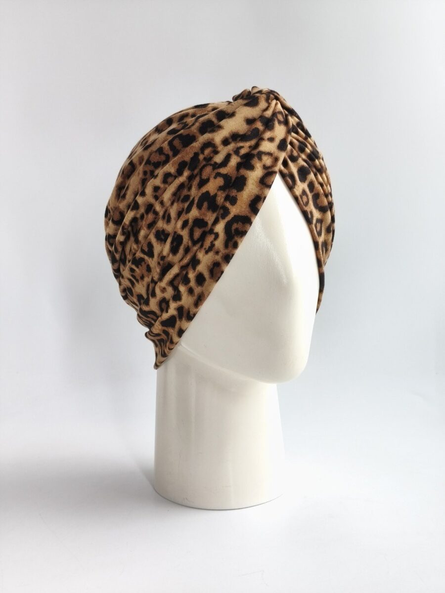 Gorro Turbante cruzado - Animal print Otorongo.