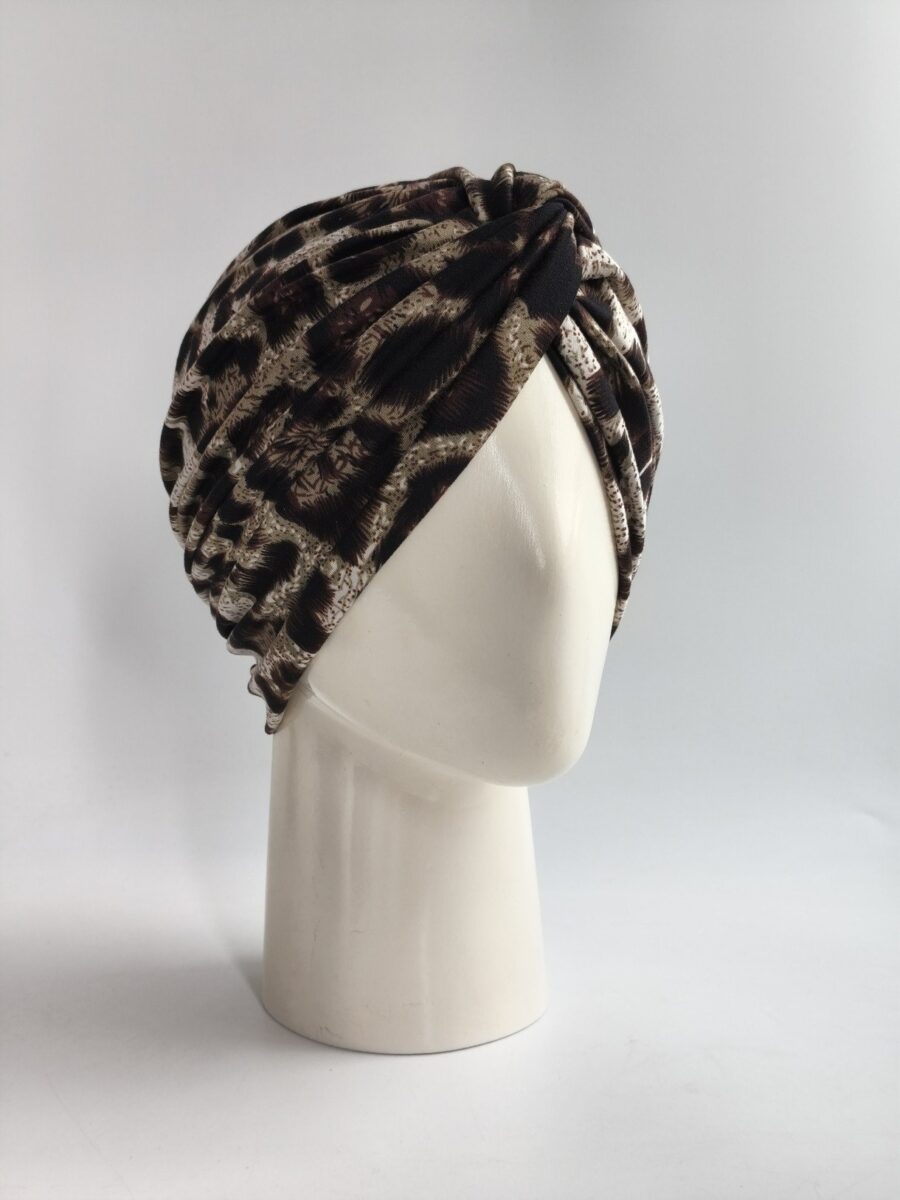 Gorro Turbante cruzado - Leopardo green.
