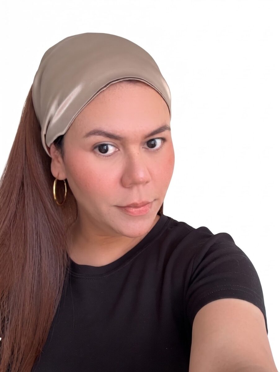 Vincha estilo bohemio Úrsula - Beige oscuro .